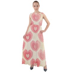 Pink Faded Hearts Chiffon Mesh Boho Maxi Dress by SpinnyChairDesigns