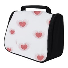 Red Polka Dot Hearts On White Full Print Travel Pouch (small) by SpinnyChairDesigns