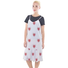 Red Polka Dot Hearts On White Camis Fishtail Dress by SpinnyChairDesigns