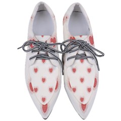 Red Polka Dot Hearts On White Pointed Oxford Shoes by SpinnyChairDesigns