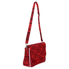 Dark Red Heart Pattern Shoulder Bag With Back Zipper by SpinnyChairDesigns