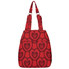 Dark Red Heart Pattern Center Zip Backpack by SpinnyChairDesigns