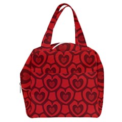 Dark Red Heart Pattern Boxy Hand Bag by SpinnyChairDesigns