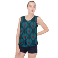 Teal And Red Hearts Bubble Hem Chiffon Tank Top by SpinnyChairDesigns