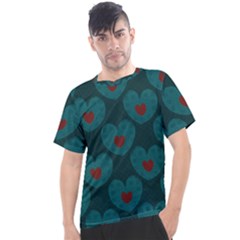 Teal And Red Hearts Men s Sport Top by SpinnyChairDesigns