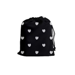 Black And White Polka Dot Hearts Drawstring Pouch (medium) by SpinnyChairDesigns