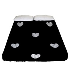 Black And White Polka Dot Hearts Fitted Sheet (queen Size) by SpinnyChairDesigns