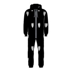 Black And White Polka Dot Hearts Hooded Jumpsuit (kids) by SpinnyChairDesigns