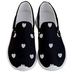 Black And White Polka Dot Hearts Men s Lightweight Slip Ons by SpinnyChairDesigns