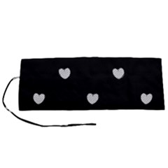 Black And White Polka Dot Hearts Roll Up Canvas Pencil Holder (s) by SpinnyChairDesigns