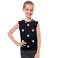 Black And White Polka Dot Hearts Kids  Mesh Tank Top by SpinnyChairDesigns