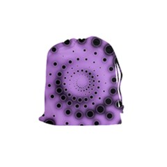 Abstract Black Purple Polka Dot Swirl Drawstring Pouch (medium) by SpinnyChairDesigns