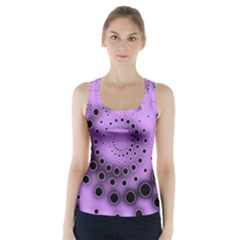 Abstract Black Purple Polka Dot Swirl Racer Back Sports Top by SpinnyChairDesigns