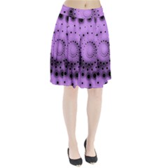 Abstract Black Purple Polka Dot Swirl Pleated Skirt by SpinnyChairDesigns