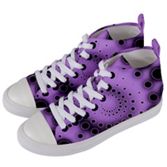 Abstract Black Purple Polka Dot Swirl Women s Mid-top Canvas Sneakers by SpinnyChairDesigns