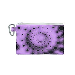 Abstract Black Purple Polka Dot Swirl Canvas Cosmetic Bag (small) by SpinnyChairDesigns