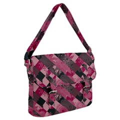 Abstract Pink Grey Stripes Buckle Messenger Bag by SpinnyChairDesigns