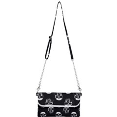 Black And White Skulls Mini Crossbody Handbag by SpinnyChairDesigns