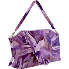 Plum Purple Abstract Floral Pattern Canvas Crossbody Bag by SpinnyChairDesigns