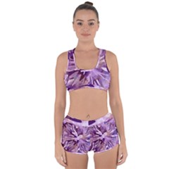 Plum Purple Abstract Floral Pattern Racerback Boyleg Bikini Set by SpinnyChairDesigns