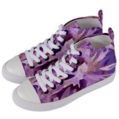 Plum Purple Abstract Floral Pattern Women s Mid-top Canvas Sneakers by SpinnyChairDesigns