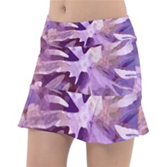 Plum Purple Abstract Floral Pattern Tennis Skorts by SpinnyChairDesigns