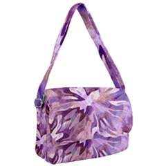 Plum Purple Abstract Floral Pattern Courier Bag by SpinnyChairDesigns