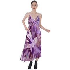 Plum Purple Abstract Floral Pattern Tie Back Maxi Dress by SpinnyChairDesigns