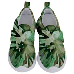 Green Brown Abstract Floral Pattern Kids  Velcro No Lace Shoes by SpinnyChairDesigns