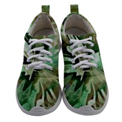 Green Brown Abstract Floral Pattern Athletic Shoes by SpinnyChairDesigns