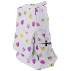 Cute Colorful Smiling Hearts Pattern Travelers  Backpack by SpinnyChairDesigns
