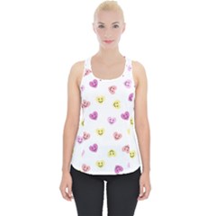 Cute Colorful Smiling Hearts Pattern Piece Up Tank Top by SpinnyChairDesigns