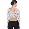 Cute Colorful Smiling Hearts Pattern Velvet Long Sleeve Crop Top View2