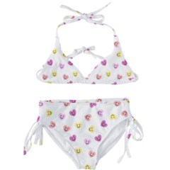 Cute Colorful Smiling Hearts Pattern Kids  Classic Bikini Set by SpinnyChairDesigns