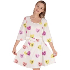 Cute Colorful Smiling Hearts Pattern Velour Kimono Dress by SpinnyChairDesigns