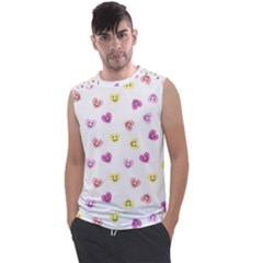Cute Colorful Smiling Hearts Pattern Men s Regular Tank Top by SpinnyChairDesigns