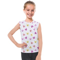 Cute Colorful Smiling Hearts Pattern Kids  Mesh Tank Top by SpinnyChairDesigns