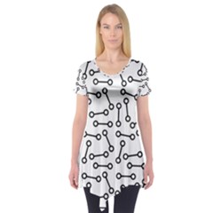 Abstract Black And White Minimalist Short Sleeve Tunic  by SpinnyChairDesigns