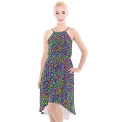 Abstract Rainbow Marble Camouflage High-low Halter Chiffon Dress  by SpinnyChairDesigns