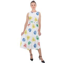 Cute Cartoon Germs Viruses Microbes Midi Tie-back Chiffon Dress by SpinnyChairDesigns