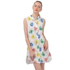 Cute Cartoon Germs Viruses Microbes Sleeveless Shirt Dress by SpinnyChairDesigns