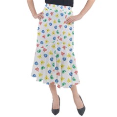 Cute Cartoon Germs Viruses Microbes Midi Mermaid Skirt by SpinnyChairDesigns