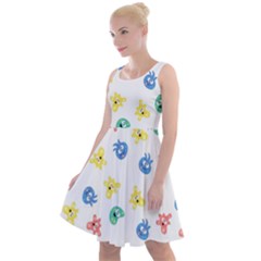 Cute Cartoon Germs Viruses Microbes Knee Length Skater Dress by SpinnyChairDesigns