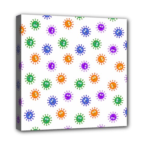 Cartoon Corona Virus Covid 19 Mini Canvas 8  X 8  (stretched) by SpinnyChairDesigns