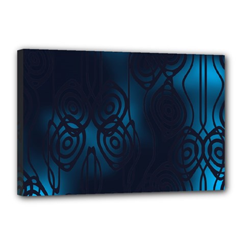 Dark Prussian Blue Abstract Pattern Canvas 18  X 12  (stretched) by SpinnyChairDesigns