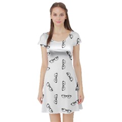 Geek Glasses With Eyes Short Sleeve Skater Dress by SpinnyChairDesigns