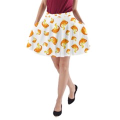 Orange Goldfish Pattern A-line Pocket Skirt by SpinnyChairDesigns