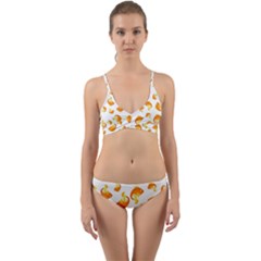 Orange Goldfish Pattern Wrap Around Bikini Set by SpinnyChairDesigns