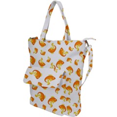 Orange Goldfish Pattern Shoulder Tote Bag by SpinnyChairDesigns