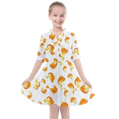 Orange Goldfish Pattern Kids  All Frills Chiffon Dress